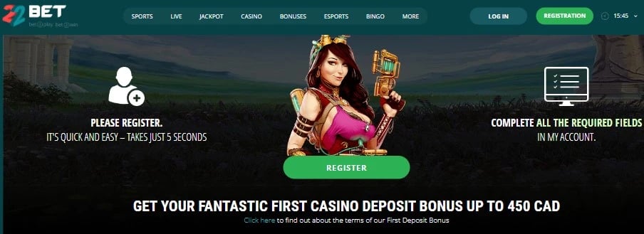 22Bet casino bonus